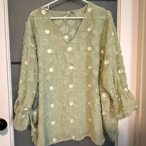 Chic Mint Green Textured Women's Blouse